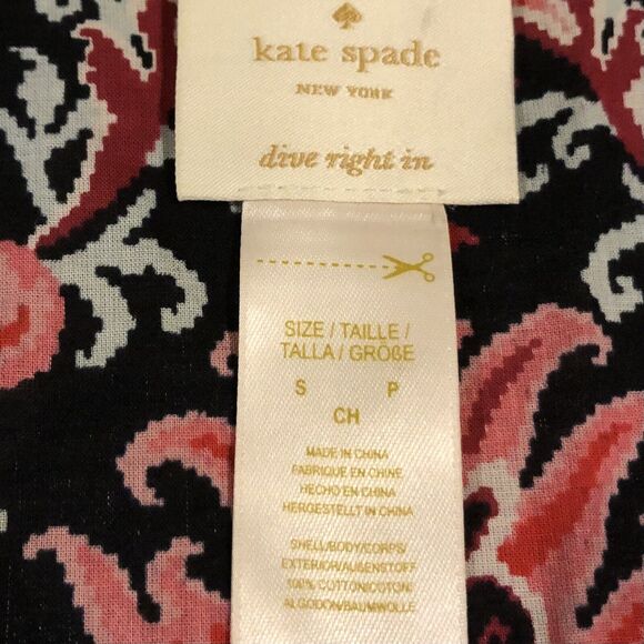 Kate Spade NY Cover Up Small Black Pink White Floral Pullover Sleeveless - Picture 5 of 9